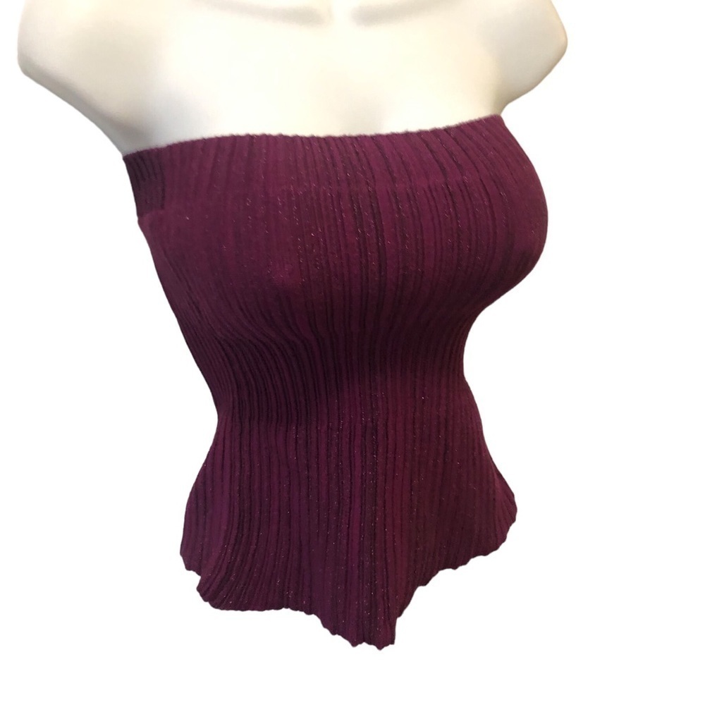 A/X Armani Exchange Knit Ribbed Crop Tube Top Sparkly Purple Size M Summer